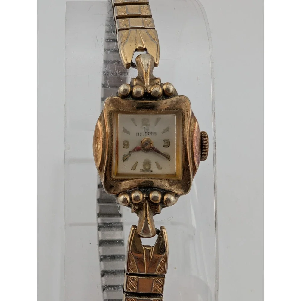 Vintage Helbros Swiss Mechanical Watch 16mm 10K RGF Case Stretch‎ Band- Working